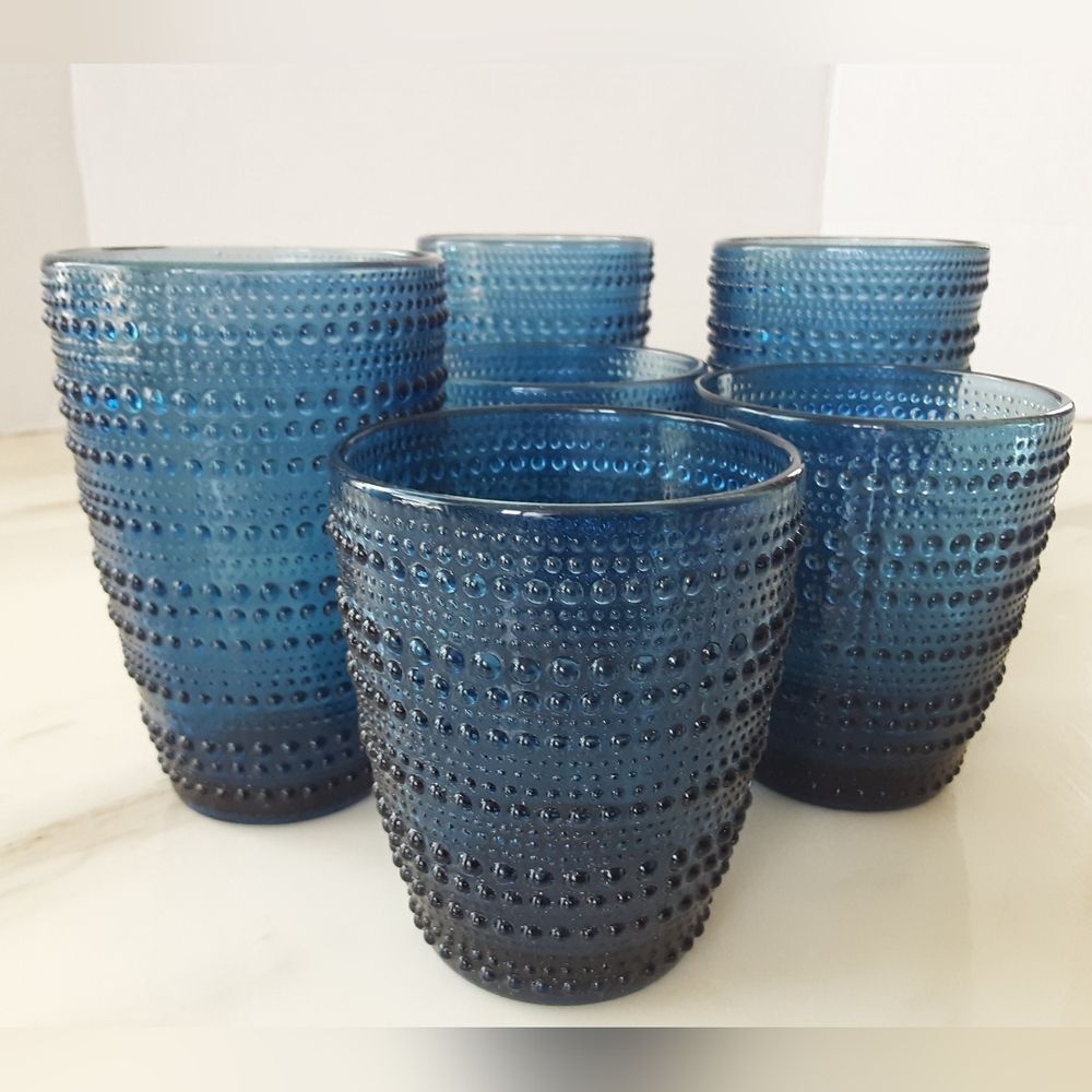 Littala Kastenhelmi Dewdrop Styled Blue Glasses 3 Water | 3 Juice - Picture 2 of 4